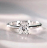 0.5ct Princess Simulated Diamond Solitaire Minimalist Ring 14k White Gold Plated