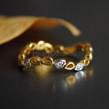 0.1ct Round Cut Moissanite Eternity Wave Curved Women Band 14K YellowGold Plated