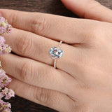 2.3ct Oval Cut Blue Aquamarine Diamond Halo Solitaire Ring 14k Rose Gold Finish