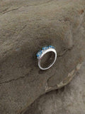 2.5ct Wedding Band Oval Cut Blue Topaz Stylish Three Stone 14k White Gold Finish