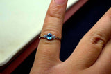 0.25ct Engagement Ring Oval Cut Blue Topaz Minimalist Trilogy 14k WhiteGold Over