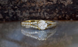 Split Shank Engagement Ring 1.6ct Round Cut VVS1D Diamond 14k Yellow Gold Finish