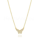 1ct Round Cut Moissanite Pave Butterfly Pendant with Chain 14k YellowGold Plated