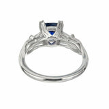 1.5ct Princess Cut Blue Sapphire Engagement Ring Art Deco 14k White Gold Finish