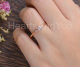 0.3ct Round Cut Moissanite Minimalist Women Engagement Ring 14k WhiteGold Plated
