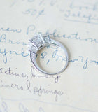 2ct Princess Cut Diamond Accents Trilogy Engagement Ring 14k White Gold Finish