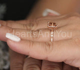 1.2ct Emerald Cut Simulated Peach Morganite Milgrain Ring 14k Rose Gold Plated
