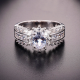 3ct Oval Cut VVS1 Diamond Engagement Ring 14k White Gold Finish Cocktail Wedding