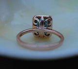 2.3ct Engagement Ring Radiant Cut London Blue Topaz Halo 14k Rose Gold Finish