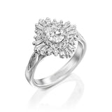 3.5ct Round Cut Diamond Engagement Ring Sunburst Ballerina 14k White Gold Finish