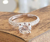 2.3ct Engagement Ring Round Cut Diamond Solitaire with Accent 14k WhiteGold Over