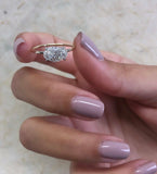 3ct Oval Cut Diamond East West Solitaire Engagement Ring 14k Dual Gold Finish