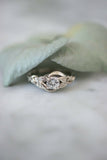 1ct Round Cut Diamond Engagement Ring Leaf Vine Solitaire 14k White Gold Finish