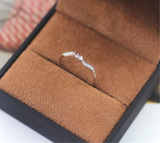 0.7ct Round Cut Diamond Engagement Ring 14k White Gold Finish Unique Stackable