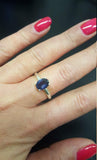 0.8ct Engagement Ring Oval Cut Blue Tanzanite Solitaire 14k White Gold Finish