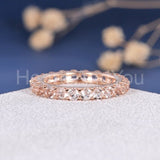 1ct Round Cut Simulated Morganite Half Eternity Wedding Band 14k RoseGold Plated