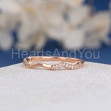 0.3ct Round Cut Moissanite Stacking Wave Women Wedding Band 14k Rose Gold Plated