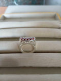 3ct Engagement Ring Oval Cut Red Garnet Filigree Cocktail 14k White Gold Finish