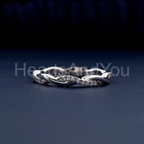 0.5ct Round Cut Moissanite Infinity Twist Pave Set Wed Band 14k WhiteGold Plated
