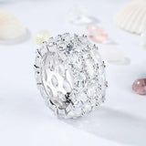 10Ct Oval Cut Diamond East West Cocktail Iced Eternity Band 14K White Gold Over