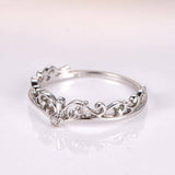 Filigree Women Engagement Ring 0.2ct Round Cut Diamond 14k White Gold Finish