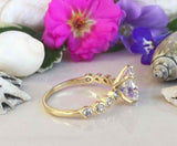 2.3ct Engagement Ring Round Cut Diamond Accents Solitaire 14k Yellow Gold Finish