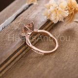 1ct Cushion Cut Simulated Peach Morganite Infinity Ring 14k Rose Gold Plated