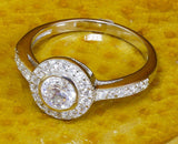 Halo Solitaire Engagement Ring 2ct Round Cut VVS1D Diamond 14k White Gold Finish
