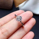 0.7ct Engagement Ring Round Cut Diamond Minimalist Solitaire 14k White Gold Over