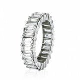 5Ct Emerald Cut DVVS1 Diamond Full Eternity Wedding Band 14K White Gold Finish