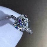 2.2ct Engagement Ring Oval Cut Diamond Solitaire with Accent 14k White Gold Over