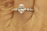 1.3Ct Oval Cut DVVS1 Diamond Round Accents Engagement Ring 14K Rose Gold Finish