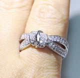 2ct Round Cut VVS1 Diamond Engagement Ring 14k White Gold Finish Ribbon Bow Knot