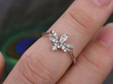 1.3ct Marquise Diamond Engagement Ring Dragonfly Statement 14k White Gold Finish