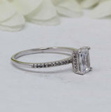1.5ct Radiant Diamond Engagement Ring Solitaire with Accent 14k White Gold Over