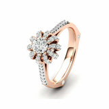 2ct Round Cut VVS1 Diamond Engagement Ring Flower Cocktail 14k White Gold Finish