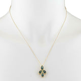 4ct London Blue Topaz Pendant with Chain Pear Cut Four Pear 14k Yellow Gold Over