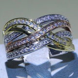 2ct Round Diamond Wedding Ring Band 14k Tricolor Gold Finish Infinity Eternity