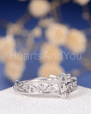 0.1ct Round Cut Moissanite Princess Crown Engagement Ring 14k White Gold Plated