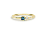 0.4ct Round Cut Blue Sapphire Two Stone Minimalist Ring 14k Yellow Gold Finish