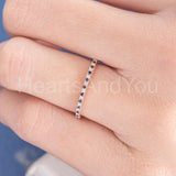 0.3ct Round Cut Simulated Sapphire Minimalist Wedding Band 14k White Gold Plated