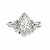 2.4ct Pear Cut Diamond Halo Bridal Set Engagement Ring Band 14k WhiteGold Finish