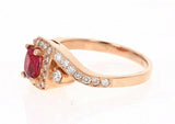 2ct Cushion Cut Pink Ruby Engagement Ring Swirl Round Accents 14k Rose Gold Over