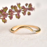 0.05ct Round Cut Moissanite Stacking Curved Wedding Band 14K White Gold Plated