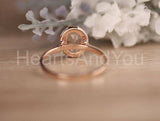 1.2ct Oval Cut Simulated Peach Morganite Halo Bridal Set 14k Rose Gold Plated