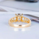 1.5ct Round Cut Diamond Engagement Ring Filigree Solitaire 14k Yellow Gold Over