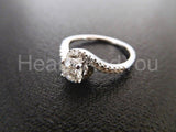 2.4ct Round Cut Moissanite Swirl Twist Engagement Ring 14k White Gold Plated