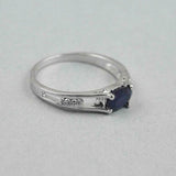 1.35ct Engagement Ring Oval Cut Blue Sapphire Split Shank 14k White Gold Finish
