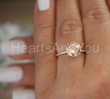 1ct Round Cut Simulated Morganite Minimal Engagement Ring 14k White Gold Plated