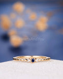 0.2ct Round Cut Simulated Blue Sapphire Minimalist Ring 14k Yellow Gold Plated